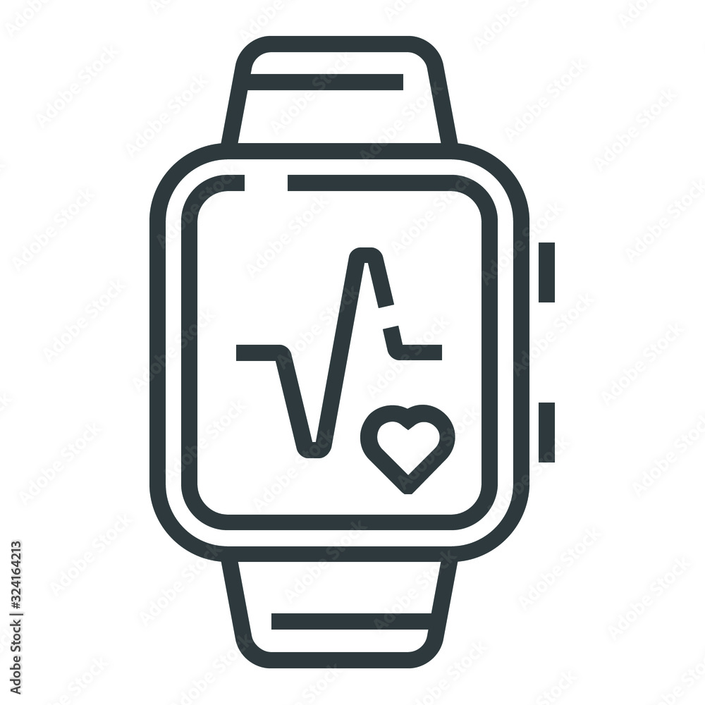 Cardio watch line icon on white background Cardio watch line icon on white background