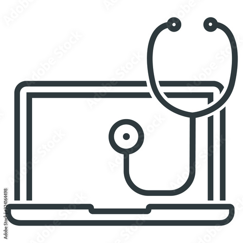 Medical notebook line icon on white background