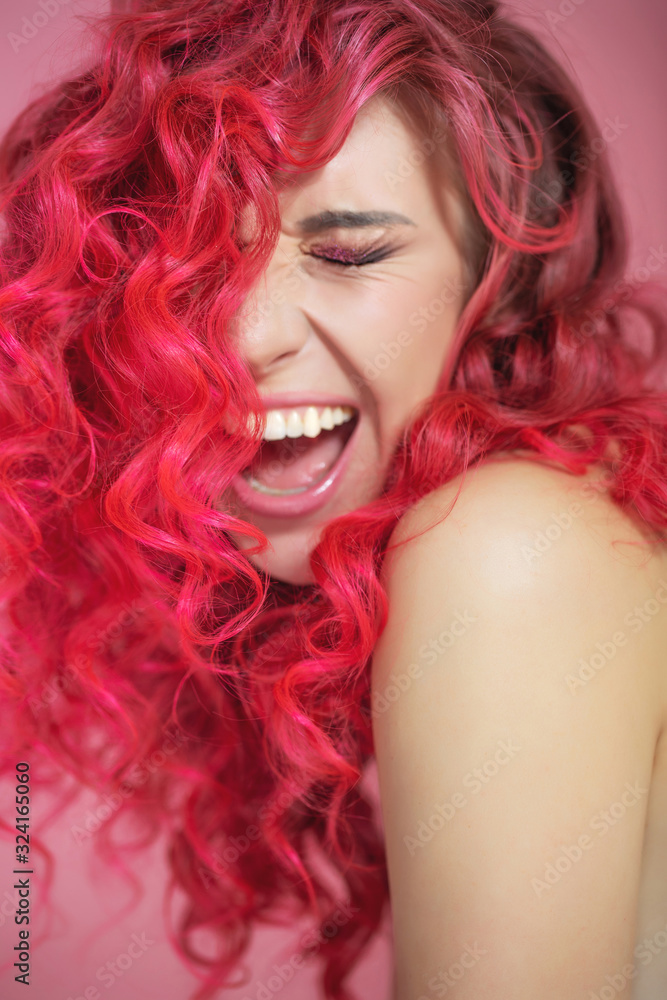 Beautiful woman with bright hair. Beautiful woman with bright hair.