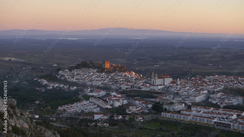 Castelo de Vide in Alentejo, Portugal from Serra de Sao Mamede mountains Castelo de Vide in Alentejo, Portugal from Serra de Sao Mamede mountains