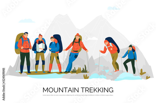 Camping Hiking Tourism Composition 