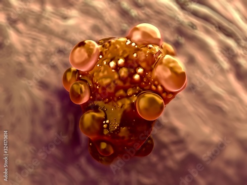 Bilde på lerret 3d illustration - Cancer Cell Apoptosis