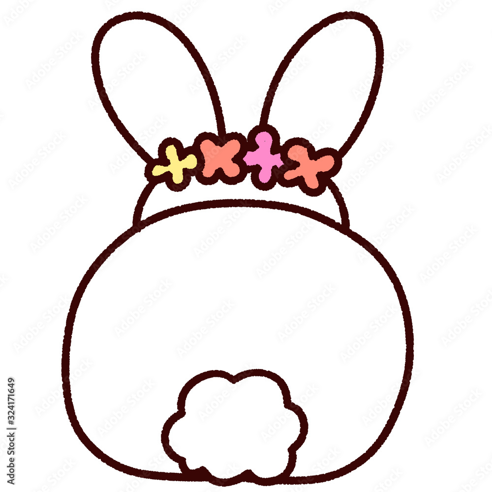 手書きのかわいいイースターのウサギ　後ろ姿