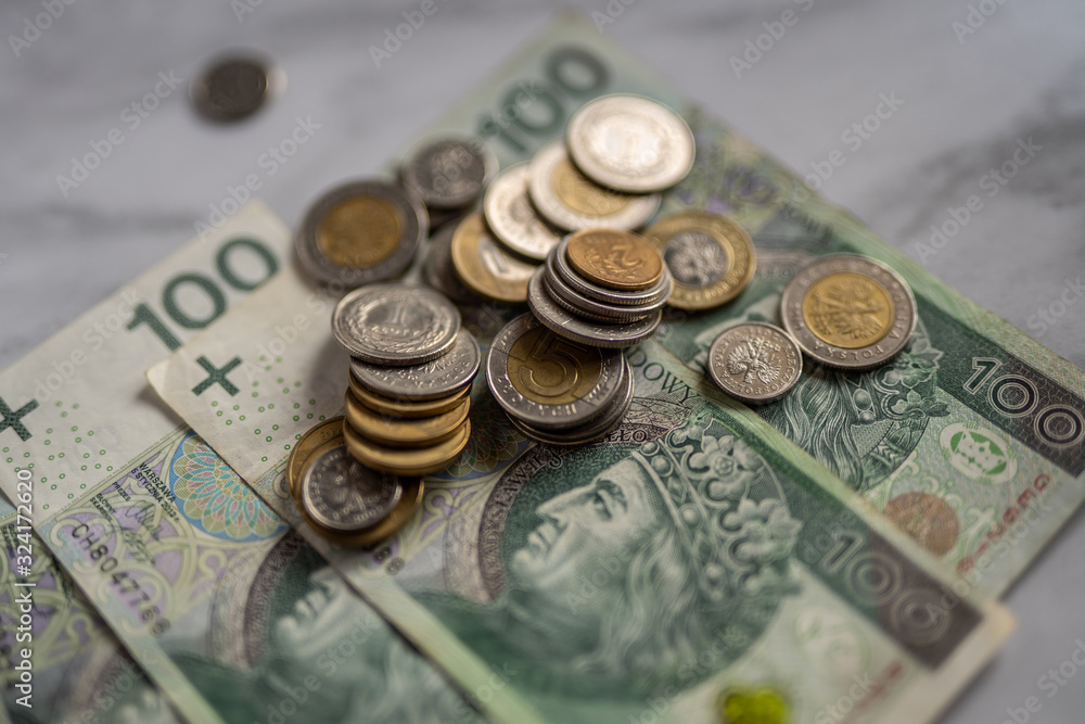 zloty polish cash money currency bank note coins zloty polish cash money currency bank note coins