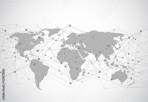 Global network connection. World map point and line composition concept of global business. Vector Illustration