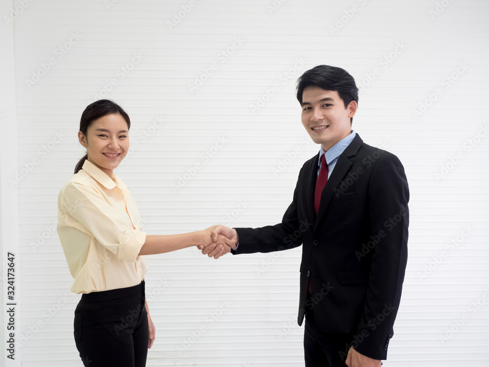 Company office businessmen handshake women manager partnership metting together discuss agreement neogotiation investment technology digital marketing communication professional successful Company office businessmen handshake women manager partnership metting together discuss agreement neogotiation investment technology digital marketing communication professional successful