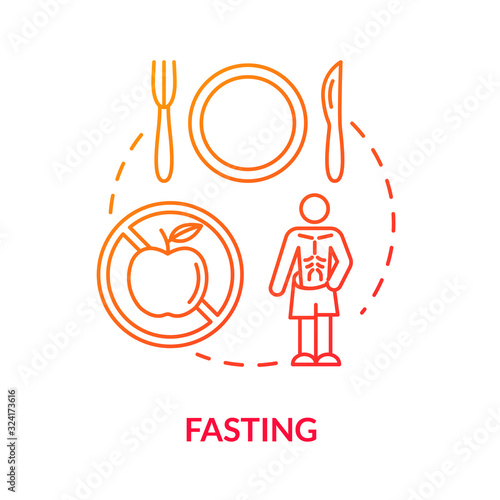 Fasting concept icon. Food abstinence, slimming, anorexia idea thin line illustration. Weight loss, unhealthy dieting practice, starvation. Vector isolated outline RGB color drawing