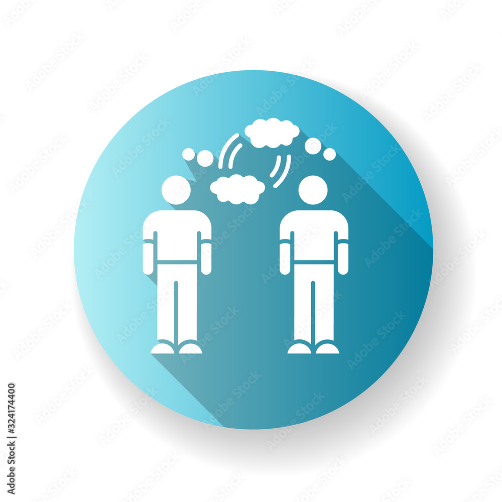 Mutual understanding blue flat design long shadow glyph icon. Psychological connection, interpersonal bond, friendship. Friends communication, empathy and sympathy. Silhouette RGB color illustration Mutual understanding blue flat design long shadow glyph icon. Psychological connection, interpersonal bond, friendship. Friends communication, empathy and sympathy. Silhouette RGB color illustration