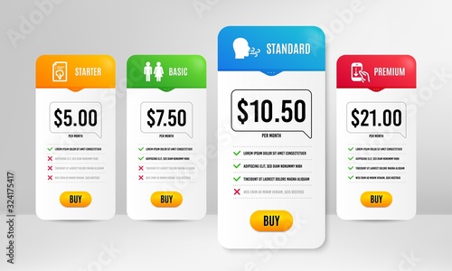 Restroom, Breathing exercise and Thumb down icons simple set. Price table template. Scroll down sign. Wc toilet, Breath, Decline file. Swipe phone. People set. Vector