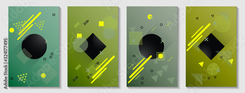 Memphis cover layouts kit. Front page templates