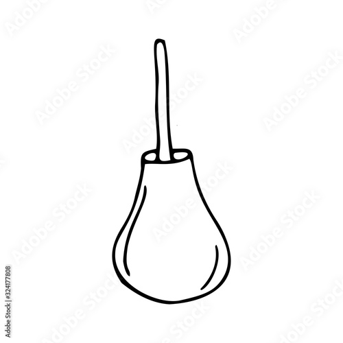 Hand drawn enema on a white isolated background. Medical elements, icons. Doodle, simple outline illustration. It can be used for decoration of textile, paper and other surfaces.