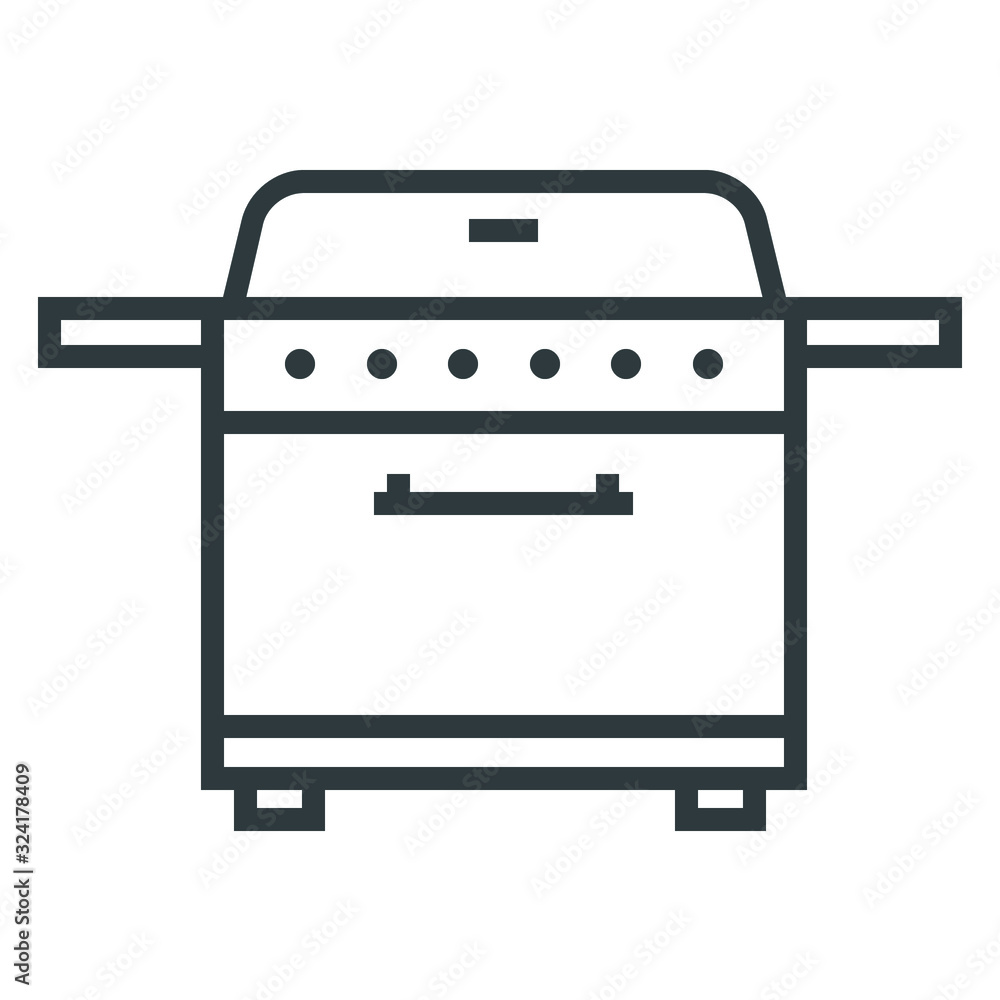 Barbecue rotisserie line icon on white background Barbecue rotisserie line icon on white background
