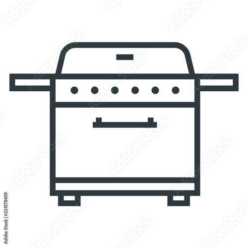 Barbecue rotisserie line icon on white background