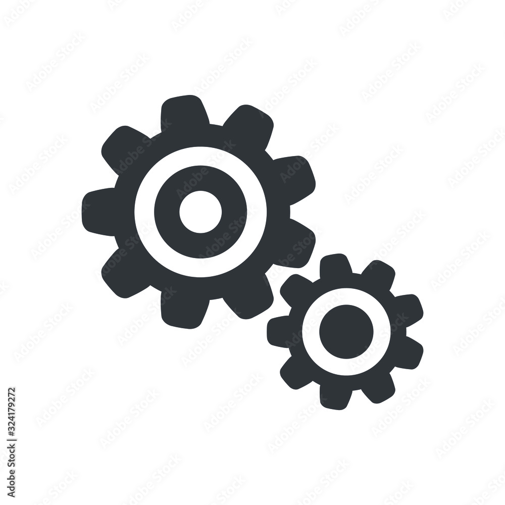 Settings icon, gears mechanism pictogram Settings icon, gears mechanism pictogram