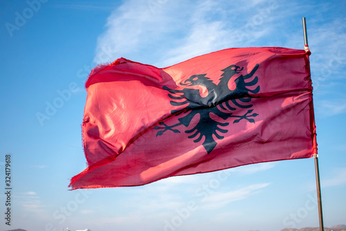 flag on background of blue sky