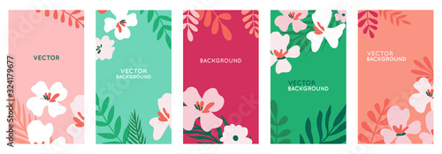 Naklejka Vector set of abstract backgrounds with copy space for text - bright vibrant banners, posters