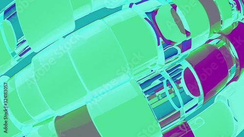 Abstract 3d rendering with pipes, animated background with moving geometric shapes. Seamless 4k video.	