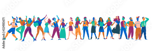 Personaggi maschili e femminili per l'animazione. Avatar donne e uomini in diverse posizioni isolati su fondo bianco. Illustrazione vettoriale