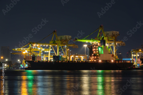 Logistics and transportation of Container Cargo ship bangkok, thailand