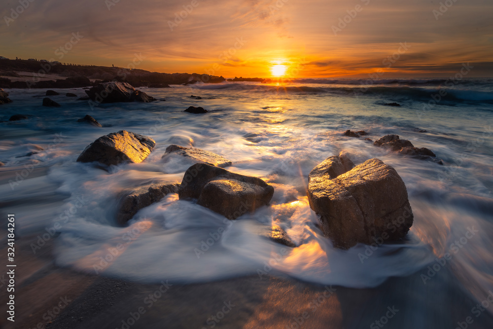 Monterey coast at sunset, California, United States. Monterey coast at sunset, California, United States.