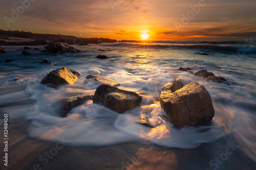 Monterey coast at sunset  California  United States.