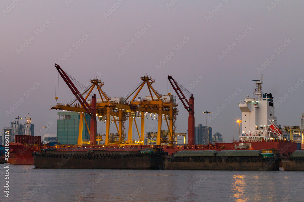 Logistics and transportation of Container Cargo ship bangkok, thailand