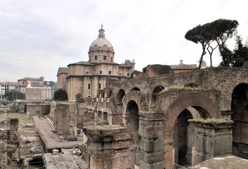 Old medieval Italian capital city Rome urban architecture cityscape buildings history background 