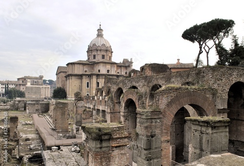 Old medieval Italian capital city Rome urban architecture cityscape buildings history background 
