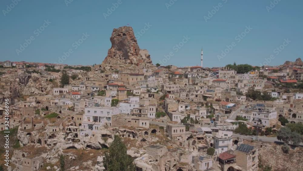 Aerial view of Uchisar in Cappadocia in Turkey Aerial view of Uchisar in Cappadocia in Turkey
