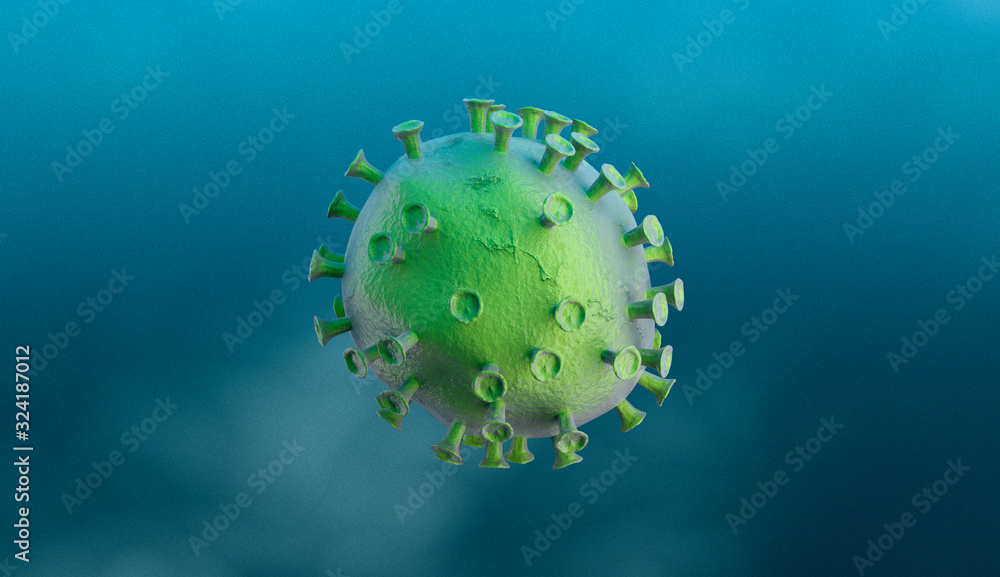 Coronavirus, microscopic view, 2019-nCoV - 3D Rendering Coronavirus, microscopic view, 2019-nCoV - 3D Rendering