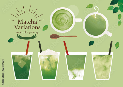 抹茶ティーバリエーション水彩