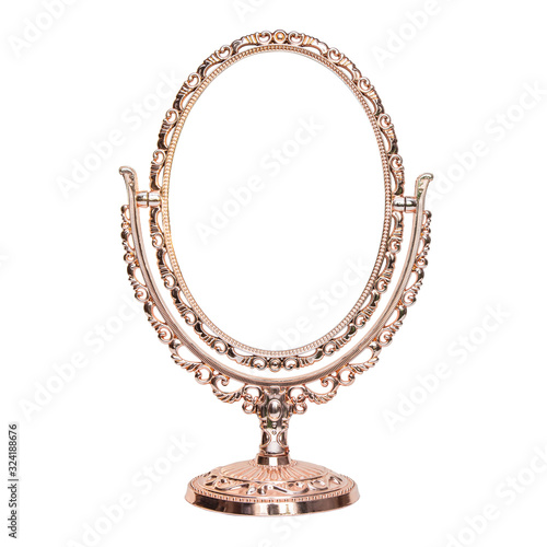 Wallpaper Mural Table mirror in a gilded frame with lace on a white background Torontodigital.ca