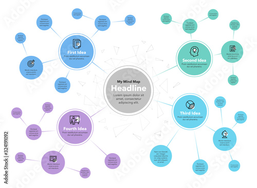 Simple infographic for mind map chart template with place for your description. Easy to use for your design or presentation.
