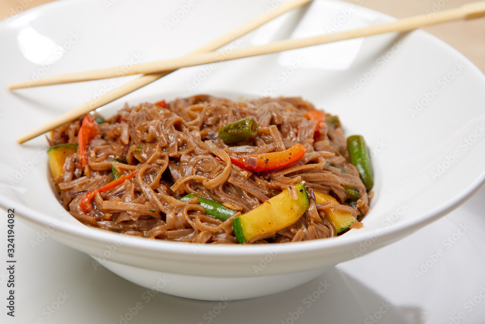 Stir fry noodles soba with beef Stir fry noodles soba with beef