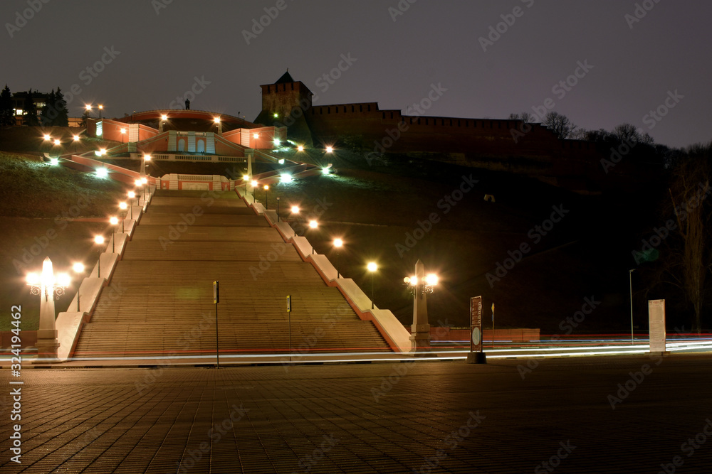 panorama of the city of Nizhny Novgorod. Russia. Chkalov stairs