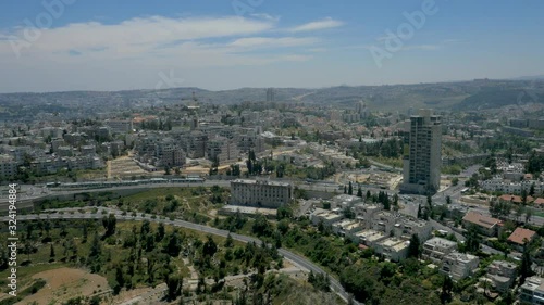 Jerusalem from the air, CityScape from a drone during the day photo