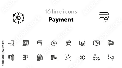 Payment line icon set. Income, smartphone, credit card, POS terminal. Business concept. Can be used for topics like online transaction, contactless cards, banking
