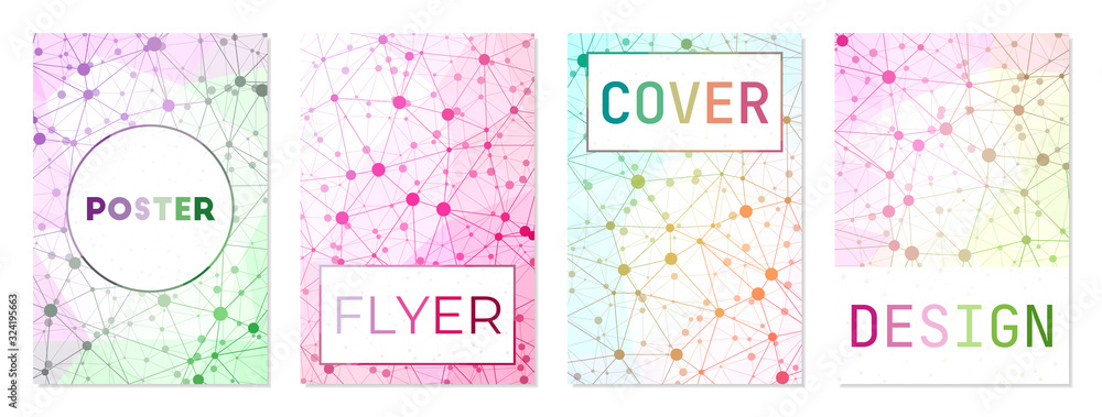 Set of digital covers. Can be used as cover, banner, flyer, poster, business card, brochure. Astonishing geometric background collection. Amazing vector illustration.