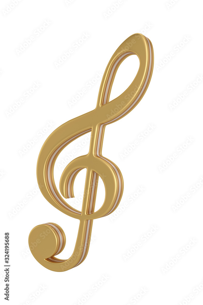 Gold musical note isolated on white background 3D illustration. Gold musical note isolated on white background 3D illustration.