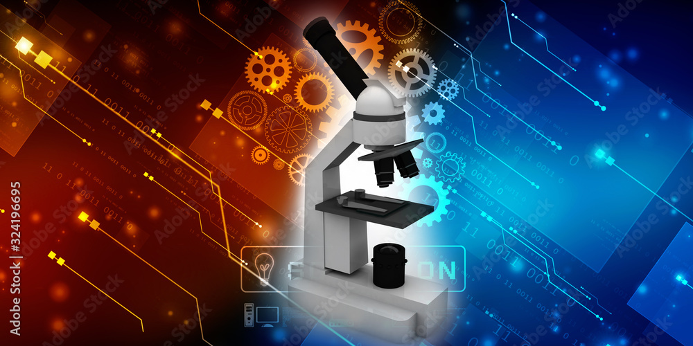 Obraz premium 3d rendering Microscope with database