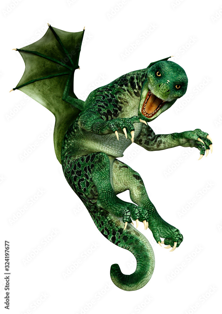Fototapeta premium 3D Rendering Fairy Tale Dragon on White