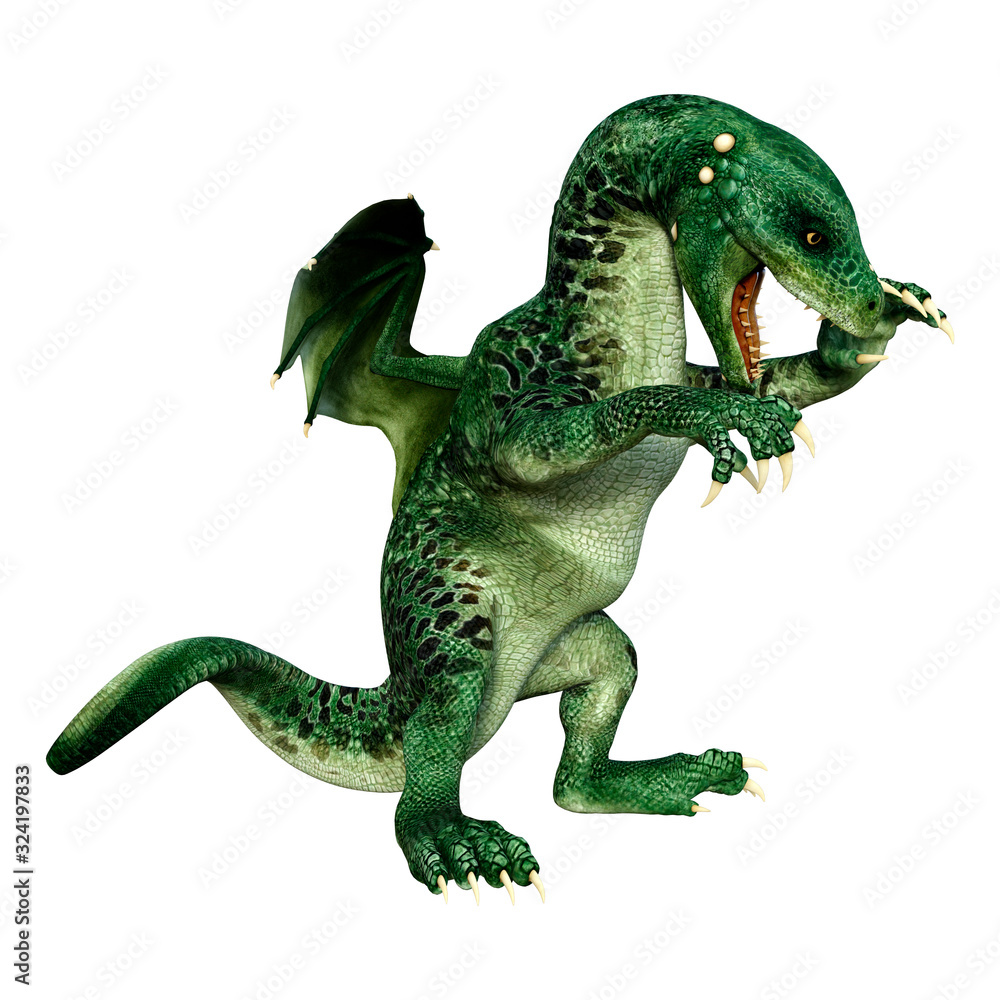 3D Rendering Fairy Tale Dragon on White 3D Rendering Fairy Tale Dragon on White