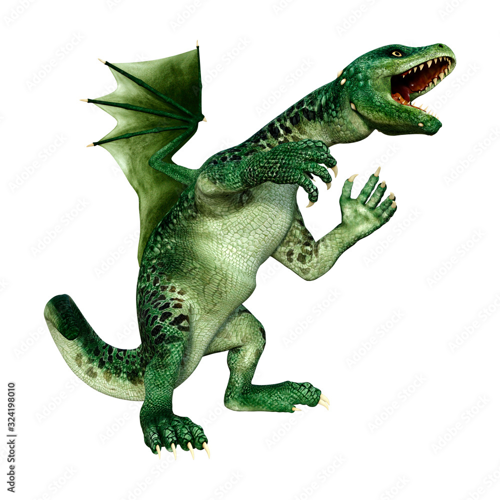 3D Rendering Fairy Tale Dragon on White 3D Rendering Fairy Tale Dragon on White