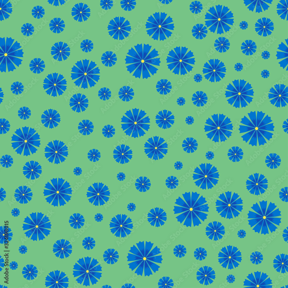 Meadow with cornflowers and wildflowers. Seamless illustration. Vector. Meadow with cornflowers and wildflowers. Seamless illustration. Vector.