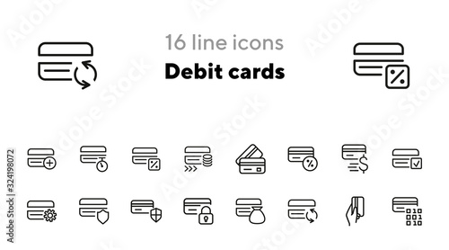 Cuadro en lienzo Debit cards line icon set