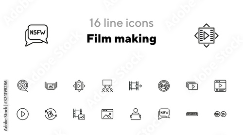 Film making icons. Set of line icons on white background. Video concept. Vector illustration can be used for topics like creation, production, video