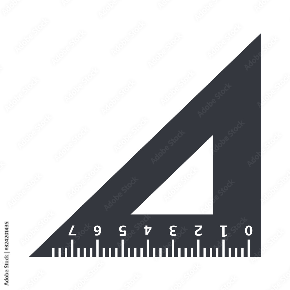 Vector Icon - Black Silhouette Setsquare. Triangle Ruler. Vector Icon - Black Silhouette Setsquare. Triangle Ruler.