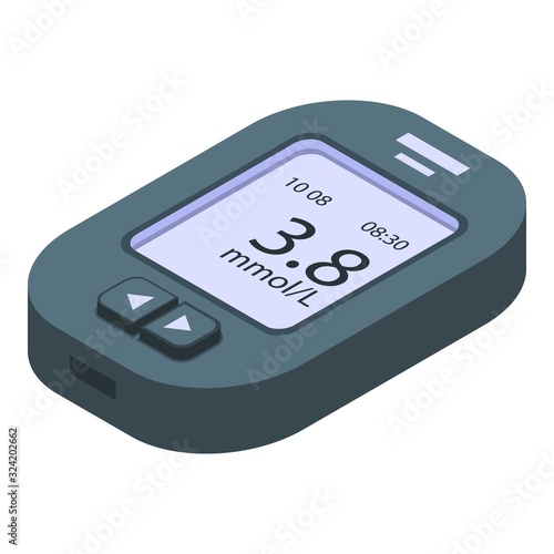 Tester glucose meter icon. Isometric of tester glucose meter vector icon for web design isolated on white background