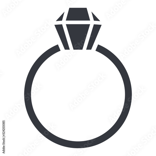 Vector Black Silhouette Icon - Wedding Ring with Diamond