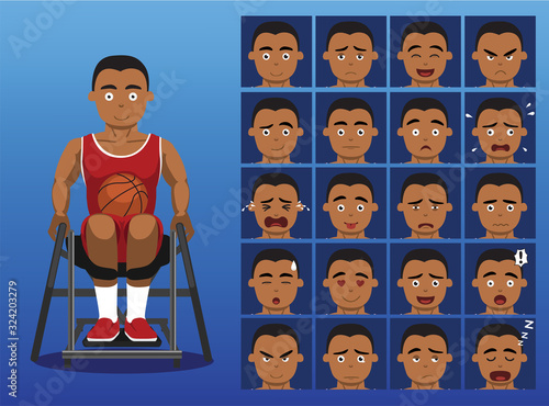 Para-Athlete Wheelchair Basketball Cartoon Character Vector Illustration-01